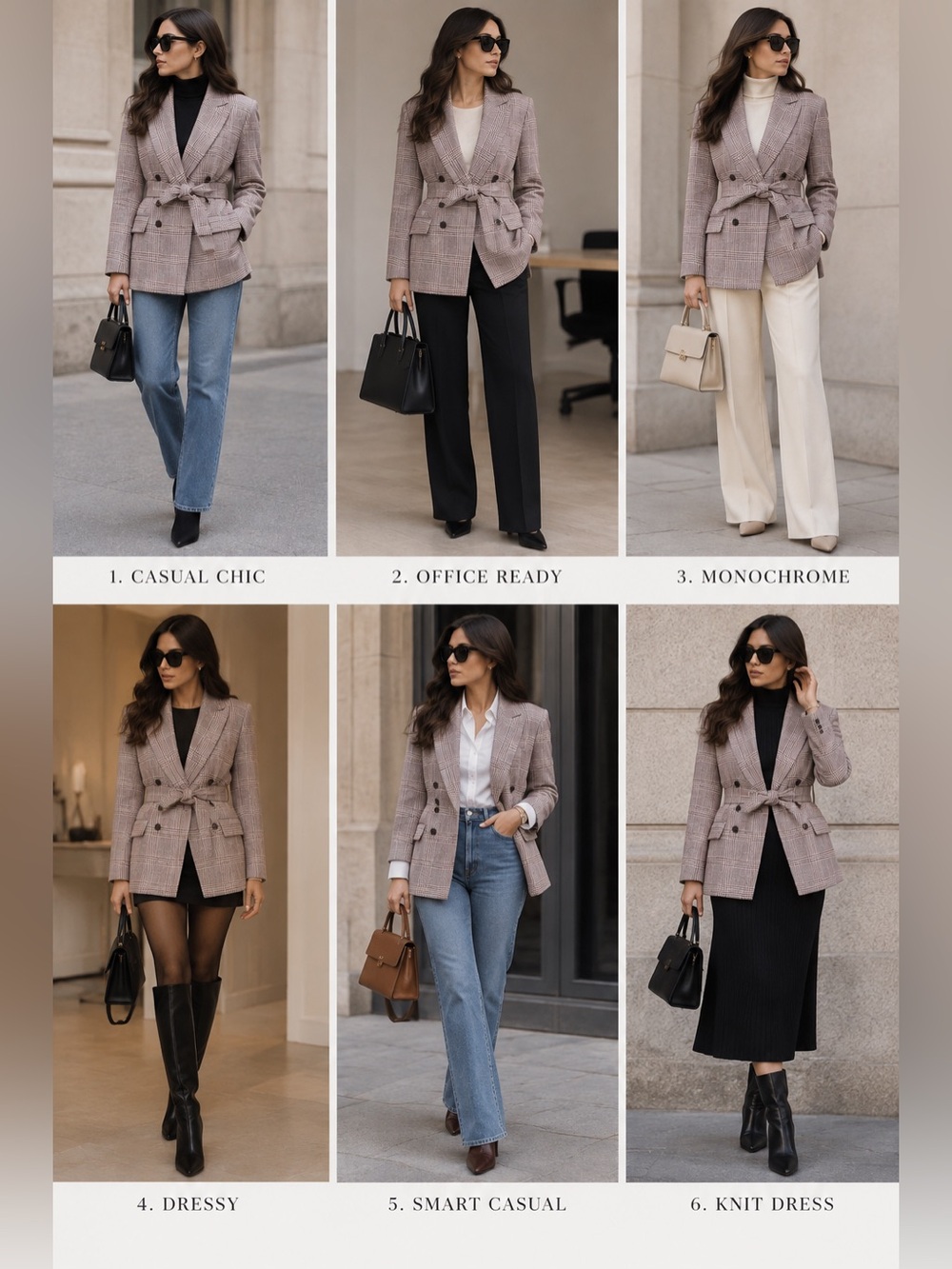 Maje Rose Plaid Belted Double-Breasted Blazer